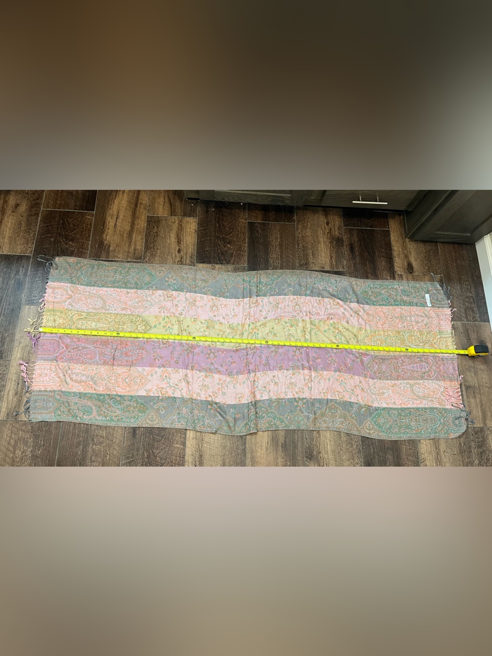 Vintage 100% Cashmere Pastel Paisley Fringe Scarf Shawl Wrap